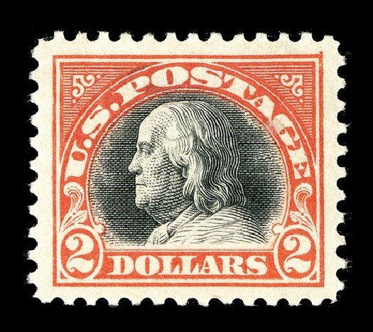Prices of US Stamps Scott Cat. 523: 1918 US$2.00 Franklin Perf 11. Spink Shreves Galleries, May 2014, Sale 148, Lot 338