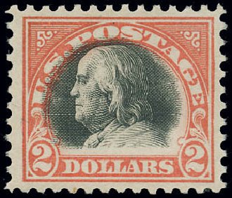 Cost of US Stamps Scott #523: 1918 US$2.00 Franklin Perf 11. Matthew Bennett International, Jun 2008, Sale 328, Lot 1019