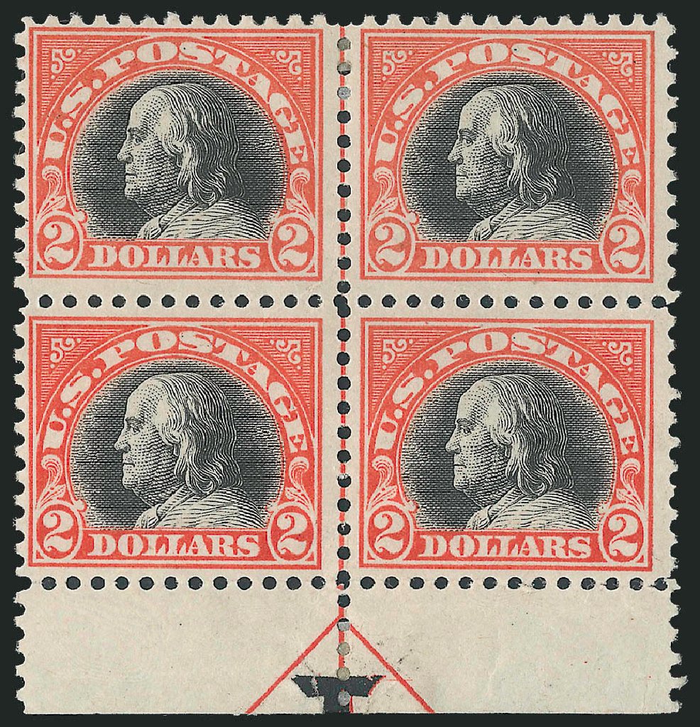 US Stamp Value Scott Cat. 523: 1918 US$2.00 Franklin Perf 11. Robert Siegel Auction Galleries, Mar 2011, Sale 1007, Lot 2809