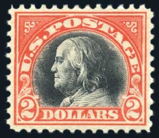 US Stamps Prices Scott Catalogue # 523 - 1918 US$2.00 Franklin Perf 11. Harmer-Schau Auction Galleries, Jun 2008, Sale 78, Lot 1610