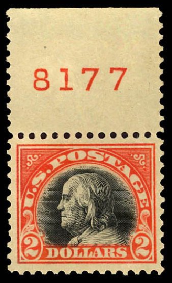 Prices of US Stamp Scott Cat. 523: US$2.00 1918 Franklin Perf 11. Daniel Kelleher Auctions, Dec 2012, Sale 633, Lot 900