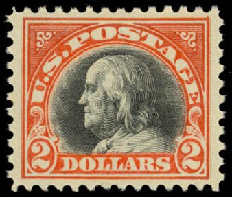 Costs of US Stamps Scott Catalog #523 - 1918 US$2.00 Franklin Perf 11. Daniel Kelleher Auctions, May 2014, Sale 653, Lot 2240