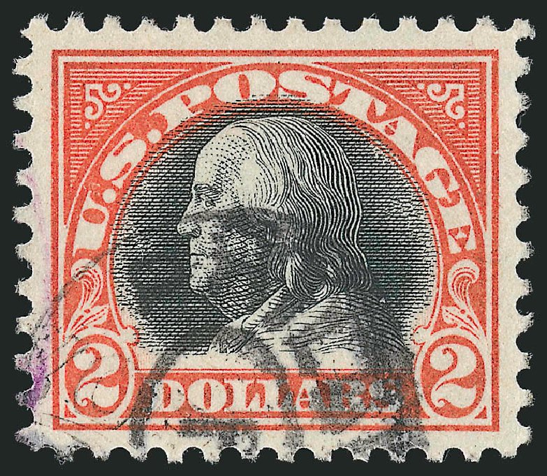 Prices of US Stamp Scott Catalog 523: 1918 US$2.00 Franklin Perf 11. Robert Siegel Auction Galleries, Apr 2010, Sale 984, Lot 940
