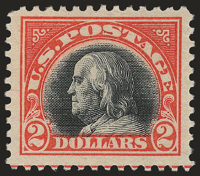 Values of US Stamp Scott Catalogue #523: US$2.00 1918 Franklin Perf 11. Robert Siegel Auction Galleries, Jun 2010, Sale 992, Lot 2520