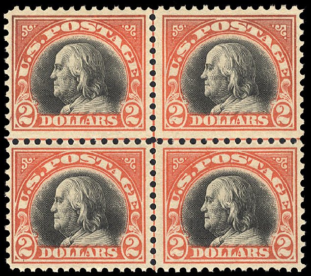 US Stamps Value Scott Cat. #523: 1918 US$2.00 Franklin Perf 11. Cherrystone Auctions, Sep 2010, Sale 201009, Lot 101