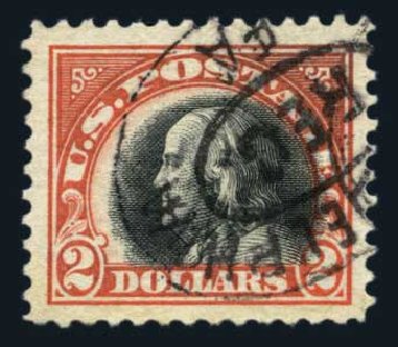 US Stamp Values Scott # 523: US$2.00 1918 Franklin Perf 11. Harmer-Schau Auction Galleries, Aug 2014, Sale 102, Lot 2061