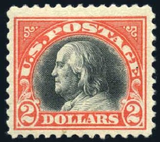 Value of US Stamp Scott Catalogue 523 - 1918 US$2.00 Franklin Perf 11. Harmer-Schau Auction Galleries, Jun 2008, Sale 78, Lot 1611