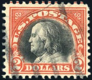 Values of US Stamps Scott Cat. # 523: US$2.00 1918 Franklin Perf 11. Harmer-Schau Auction Galleries, Mar 2011, Sale 89, Lot 341