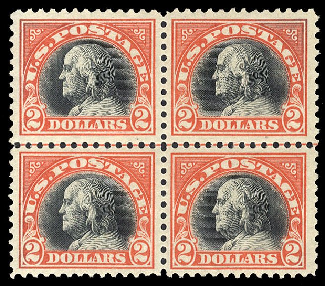Values of US Stamps Scott # 523: 1918 US$2.00 Franklin Perf 11. Cherrystone Auctions, Apr 2010, Sale 201004, Lot 274