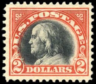 US Stamp Price Scott Catalogue #523: 1918 US$2.00 Franklin Perf 11. Harmer-Schau Auction Galleries, Oct 2010, Sale 87, Lot 324