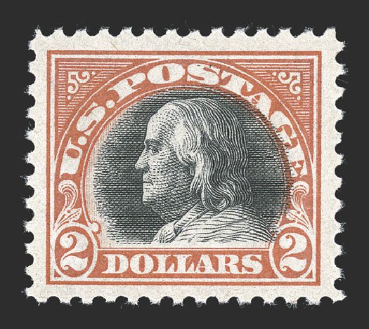 Cost of US Stamps Scott Catalog 523 - 1918 US$2.00 Franklin Perf 11. Spink Shreves Galleries, Nov 2012, Sale 141, Lot 184