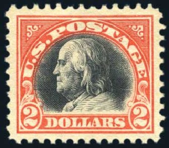 Value of US Stamps Scott Cat. # 523 - 1918 US$2.00 Franklin Perf 11. Harmer-Schau Auction Galleries, Aug 2011, Sale 90, Lot 1565