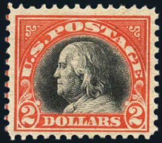 Cost of US Stamps Scott #523 - 1918 US$2.00 Franklin Perf 11. Harmer-Schau Auction Galleries, Oct 2013, Sale 99, Lot 195