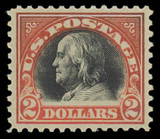 Costs of US Stamp Scott Catalogue 523 - US$2.00 1918 Franklin Perf 11. Daniel Kelleher Auctions, Oct 2011, Sale 626, Lot 415