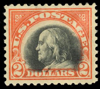 US Stamps Price Scott Cat. # 523: 1918 US$2.00 Franklin Perf 11. Daniel Kelleher Auctions, Oct 2014, Sale 660, Lot 2415