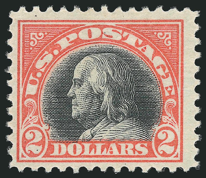 US Stamp Values Scott #523 - US$2.00 1918 Franklin Perf 11. Robert Siegel Auction Galleries, Oct 2010, Sale 997, Lot 6065
