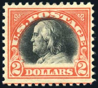 Values of US Stamp Scott 523: US$2.00 1918 Franklin Perf 11. Harmer-Schau Auction Galleries, Jun 2008, Sale 78, Lot 1612