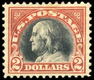 US Stamps Values Scott Catalogue # 523: 1918 US$2.00 Franklin Perf 11. Harmer-Schau Auction Galleries, Oct 2010, Sale 87, Lot 322