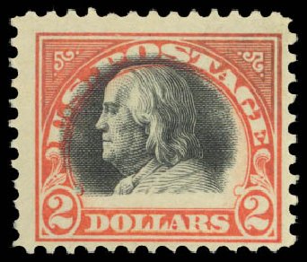 Price of US Stamps Scott # 523 - 1918 US$2.00 Franklin Perf 11. Daniel Kelleher Auctions, Dec 2014, Sale 661, Lot 402