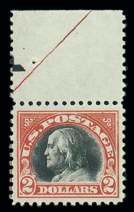 Price of US Stamp Scott Cat. # 523: 1918 US$2.00 Franklin Perf 11. Matthew Bennett International, Dec 2007, Sale 324, Lot 1223