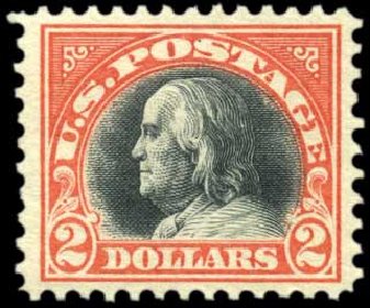 Value of US Stamp Scott Catalog 523 - 1918 US$2.00 Franklin Perf 11. Harmer-Schau Auction Galleries, Oct 2010, Sale 87, Lot 323