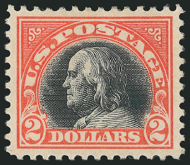 Values of US Stamps Scott Catalog 523 - US$2.00 1918 Franklin Perf 11. Robert Siegel Auction Galleries, Dec 2009, Sale 982, Lot 5913