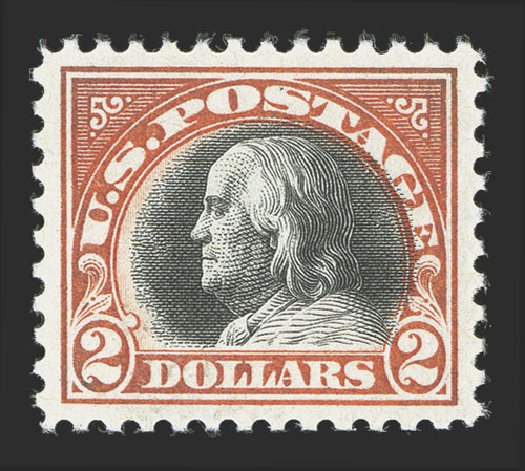 US Stamps Prices Scott Cat. 523 - 1918 US$2.00 Franklin Perf 11. Spink Shreves Galleries, Nov 2012, Sale 141, Lot 183
