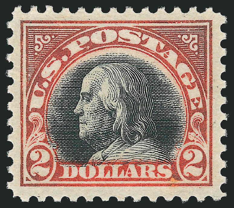 US Stamp Values Scott Cat. # 523: US$2.00 1918 Franklin Perf 11. Robert Siegel Auction Galleries, Jul 2013, Sale 1050, Lot 626