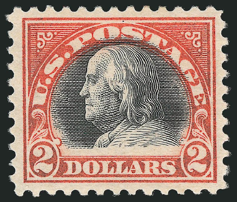 US Stamp Value Scott Cat. #523: 1918 US$2.00 Franklin Perf 11. Robert Siegel Auction Galleries, Oct 2010, Sale 997, Lot 6066