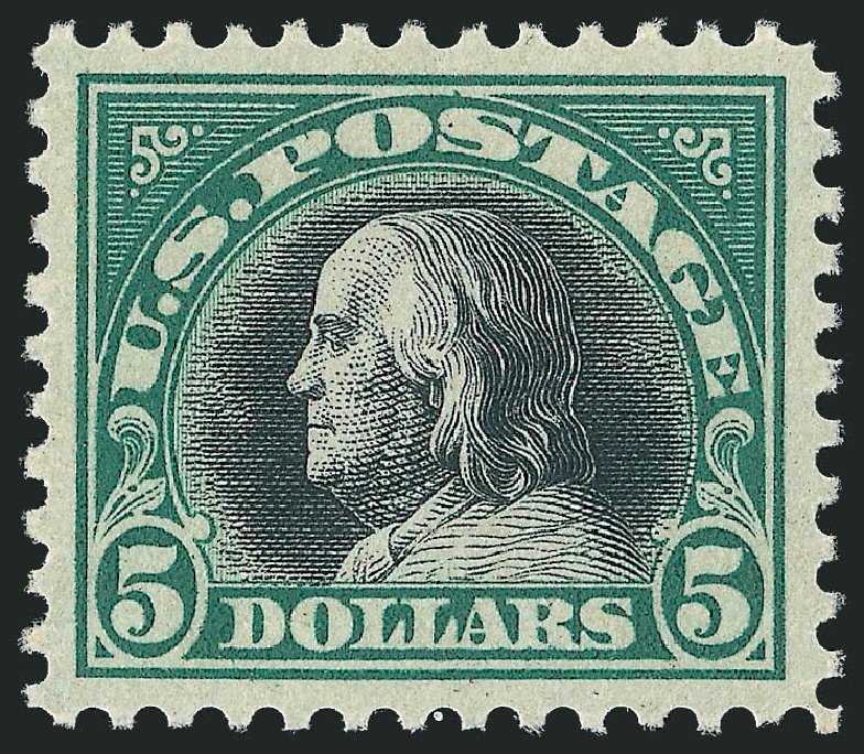 Cost of US Stamp Scott Catalog # 524: 1918 US$5.00 Franklin Perf 11. Robert Siegel Auction Galleries, Nov 2013, Sale 1061, Lot 3987