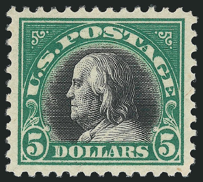 Values of US Stamp Scott # 524: US$5.00 1918 Franklin Perf 11. Robert Siegel Auction Galleries, Dec 2013, Sale 1062, Lot 717
