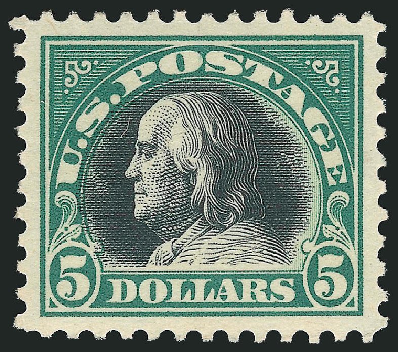US Stamps Prices Scott Catalogue #524: 1918 US$5.00 Franklin Perf 11. Robert Siegel Auction Galleries, Apr 2014, Sale 1068, Lot 307