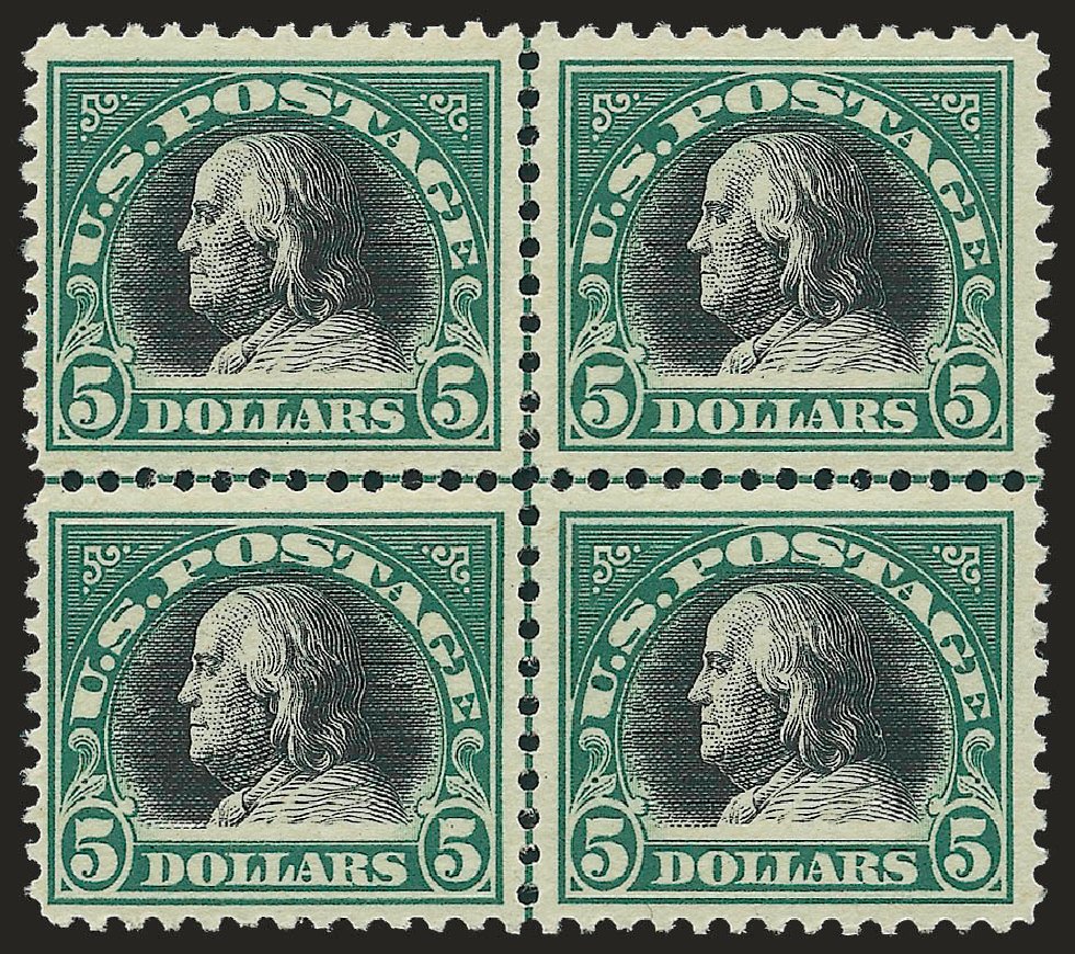 US Stamps Value Scott Cat. 524 - US$5.00 1918 Franklin Perf 11. Robert Siegel Auction Galleries, Sep 2009, Sale 976, Lot 2117