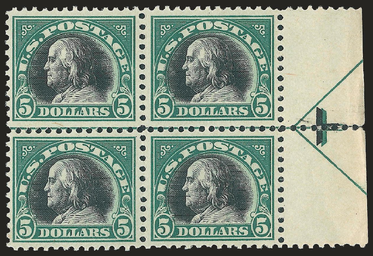 US Stamp Price Scott Catalog # 524 - US$5.00 1918 Franklin Perf 11. Robert Siegel Auction Galleries, Dec 2009, Sale 982, Lot 5917
