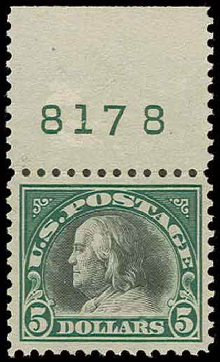Value of US Stamps Scott Cat. 524 - 1918 US$5.00 Franklin Perf 11. H.R. Harmer, Nov 2013, Sale 3004, Lot 1298