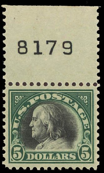 Price of US Stamp Scott Catalog #524 - 1918 US$5.00 Franklin Perf 11. Daniel Kelleher Auctions, Jun 2012, Sale 630, Lot 1888