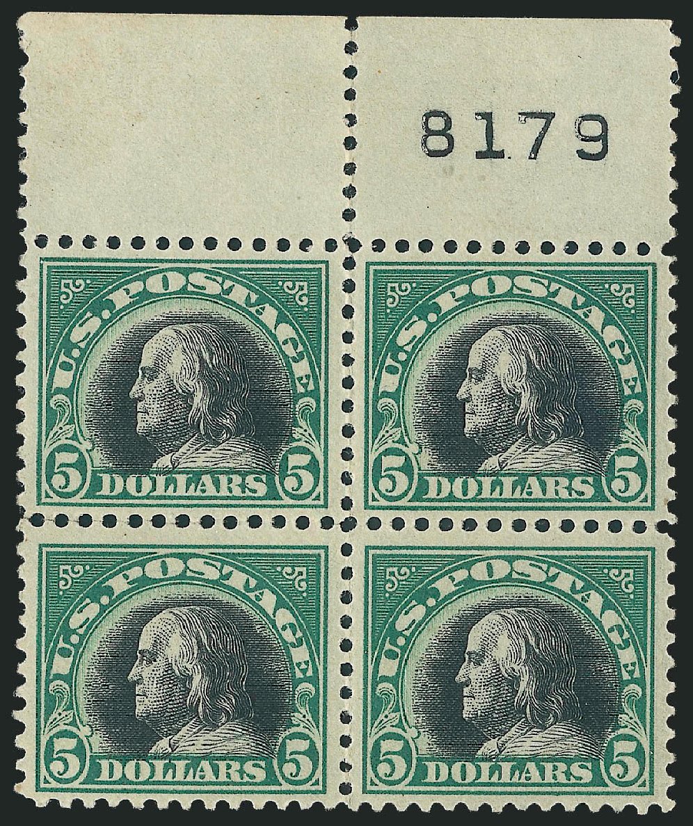 Values of US Stamp Scott #524: US$5.00 1918 Franklin Perf 11. Robert Siegel Auction Galleries, Sep 2009, Sale 976, Lot 2118