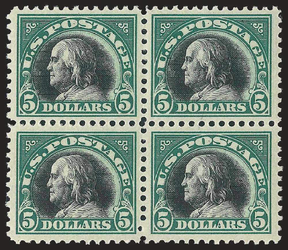 Values of US Stamp Scott Catalogue # 524 - 1918 US$5.00 Franklin Perf 11. Robert Siegel Auction Galleries, Dec 2009, Sale 982, Lot 5918