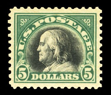 Prices of US Stamp Scott Cat. #524 - 1918 US$5.00 Franklin Perf 11. Cherrystone Auctions, Jul 2013, Sale 201307, Lot 139