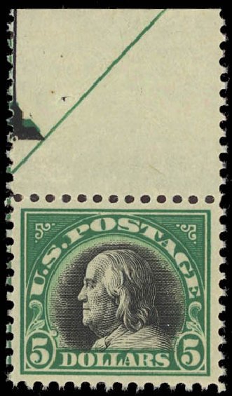 Cost of US Stamp Scott Catalogue #524 - US$5.00 1918 Franklin Perf 11. Daniel Kelleher Auctions, Jun 2012, Sale 630, Lot 1889