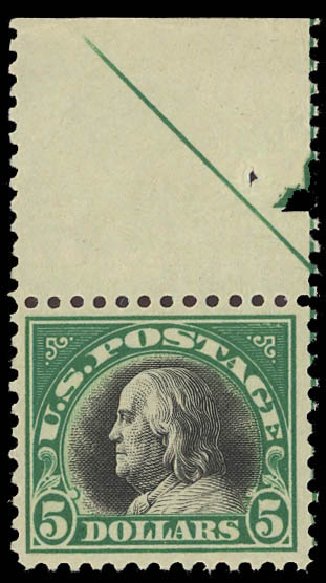Cost of US Stamp Scott Cat. #524 - US$5.00 1918 Franklin Perf 11. Daniel Kelleher Auctions, Aug 2012, Sale 631, Lot 1269