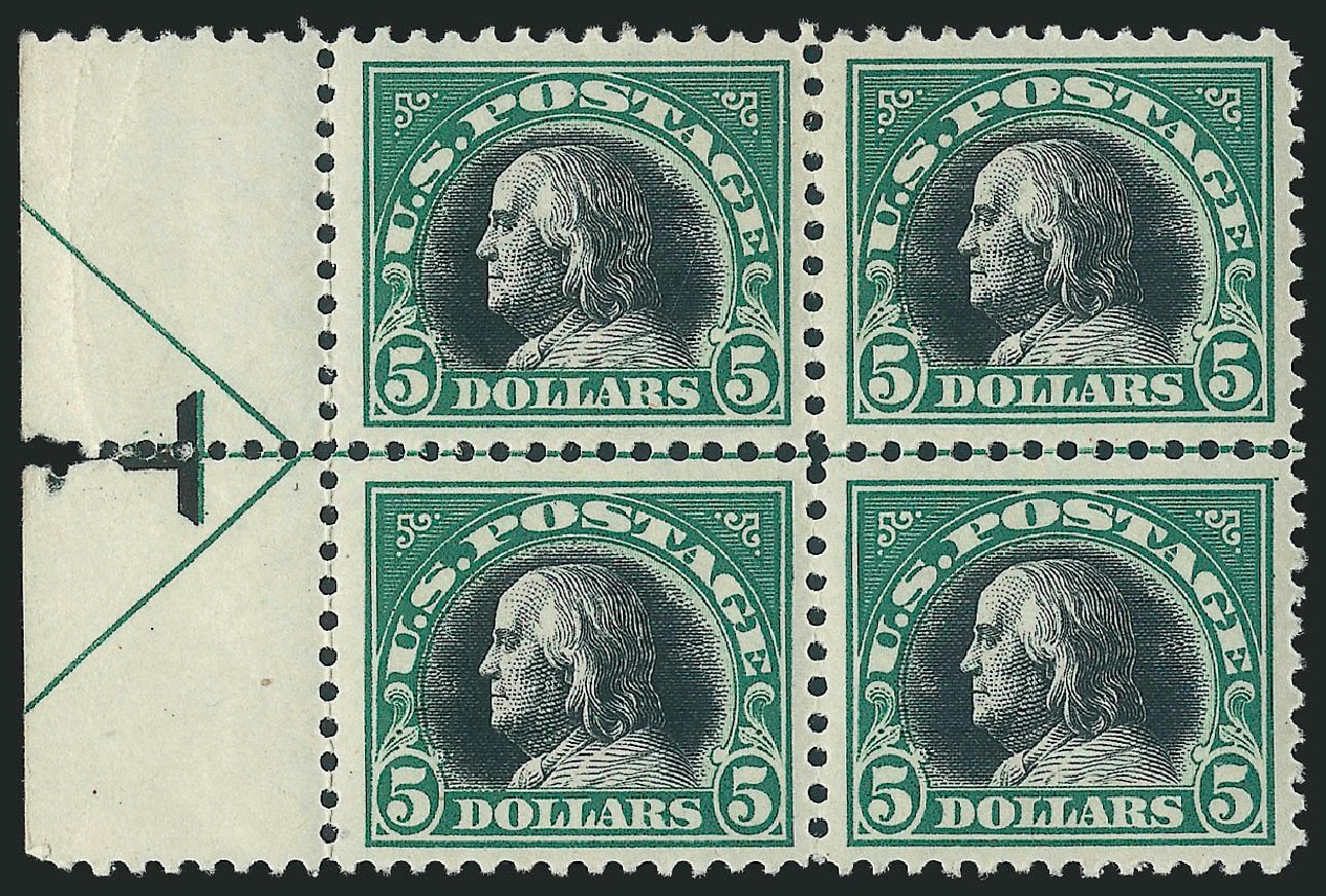 Prices of US Stamp Scott Catalogue 524 - 1918 US$5.00 Franklin Perf 11. Robert Siegel Auction Galleries, Mar 2012, Sale 1019, Lot 879