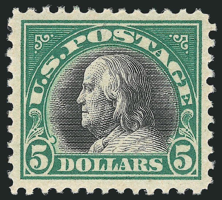 Costs of US Stamp Scott # 524 - 1918 US$5.00 Franklin Perf 11. Robert Siegel Auction Galleries, Jul 2013, Sale 1050, Lot 629
