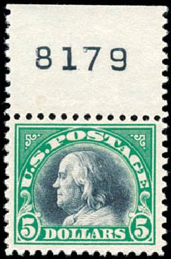 Costs of US Stamp Scott Catalog #524 - 1918 US$5.00 Franklin Perf 11. Schuyler J. Rumsey Philatelic Auctions, Apr 2015, Sale 60, Lot 2840