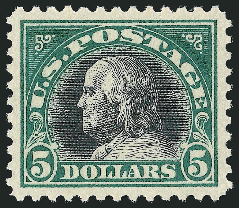 Cost of US Stamps Scott Catalog #524: US$5.00 1918 Franklin Perf 11. Robert Siegel Auction Galleries, Nov 2012, Sale 1034, Lot 470