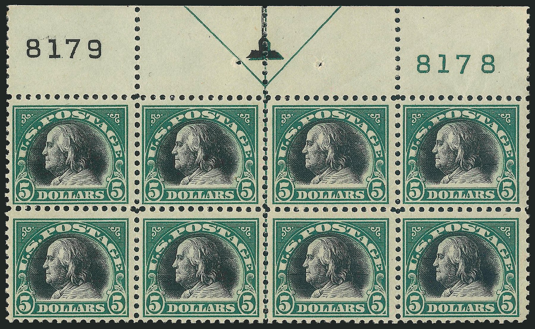 Value of US Stamps Scott Catalog #524 - US$5.00 1918 Franklin Perf 11. Robert Siegel Auction Galleries, Mar 2014, Sale 1067, Lot 1600