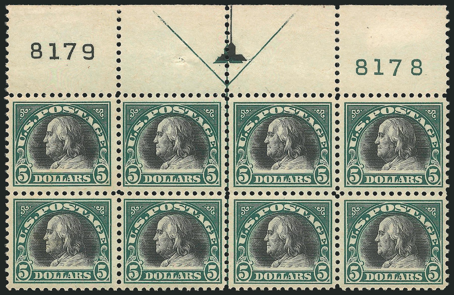 US Stamp Price Scott #524: US$5.00 1918 Franklin Perf 11. Robert Siegel Auction Galleries, Feb 2015, Sale 1093, Lot 490