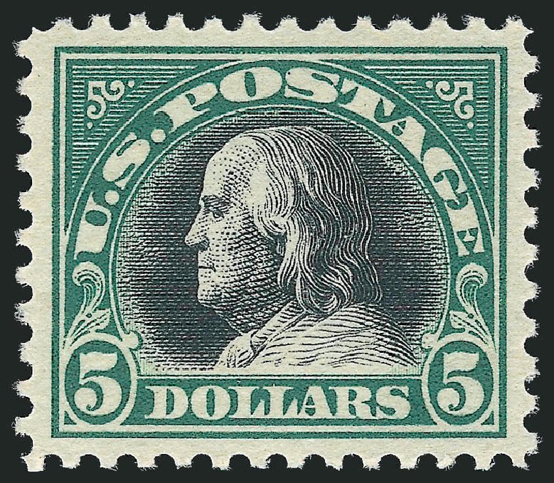 US Stamp Price Scott Catalog 524: 1918 US$5.00 Franklin Perf 11. Robert Siegel Auction Galleries, Oct 2010, Sale 997, Lot 6070