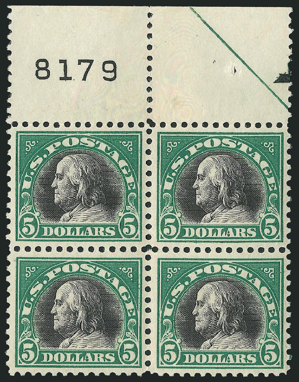 Costs of US Stamp Scott Catalog # 524: US$5.00 1918 Franklin Perf 11. Robert Siegel Auction Galleries, Mar 2011, Sale 1007, Lot 2811