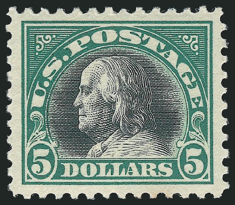 Values of US Stamps Scott Cat. # 524 - 1918 US$5.00 Franklin Perf 11. Robert Siegel Auction Galleries, Dec 2010, Sale 1000, Lot 1244